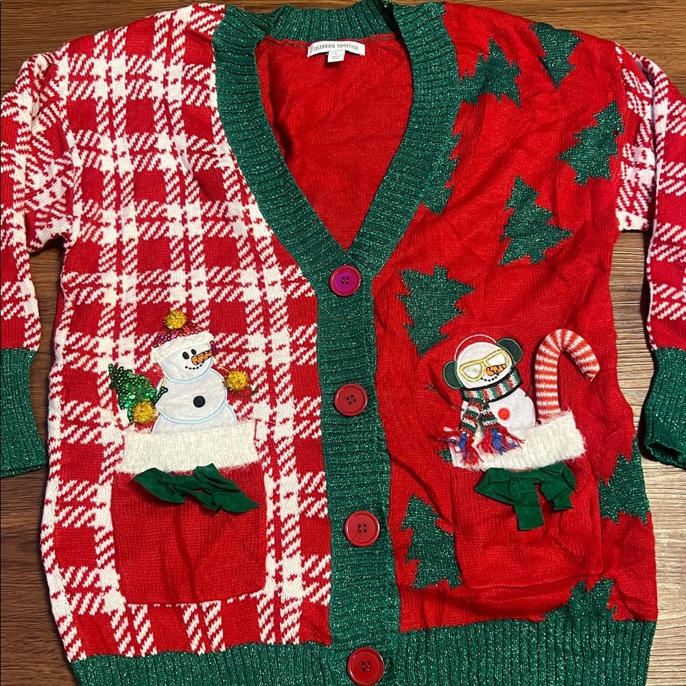 Celebrate Together snowman glitter Christmas Sweater women’s size S - Picture 4 of 11